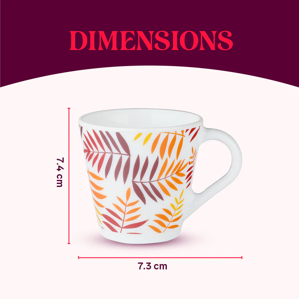 Larah by Borosil Novelty Costa Mug Set, 160ml x 6