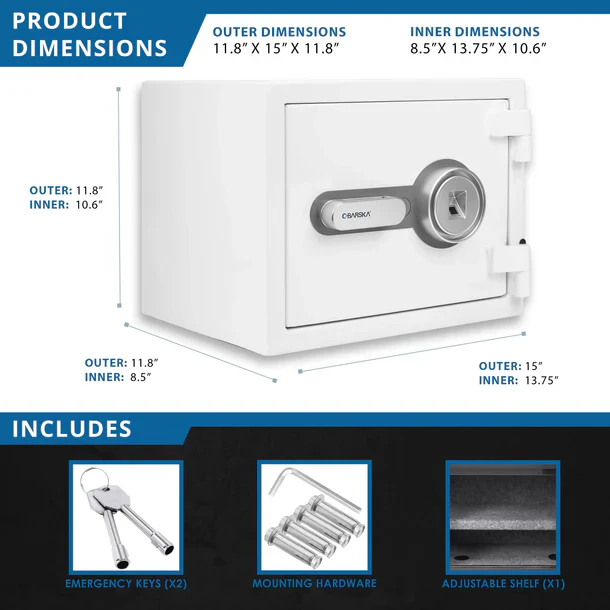 Barska AX13738 Biometric Fireproof Safe - White