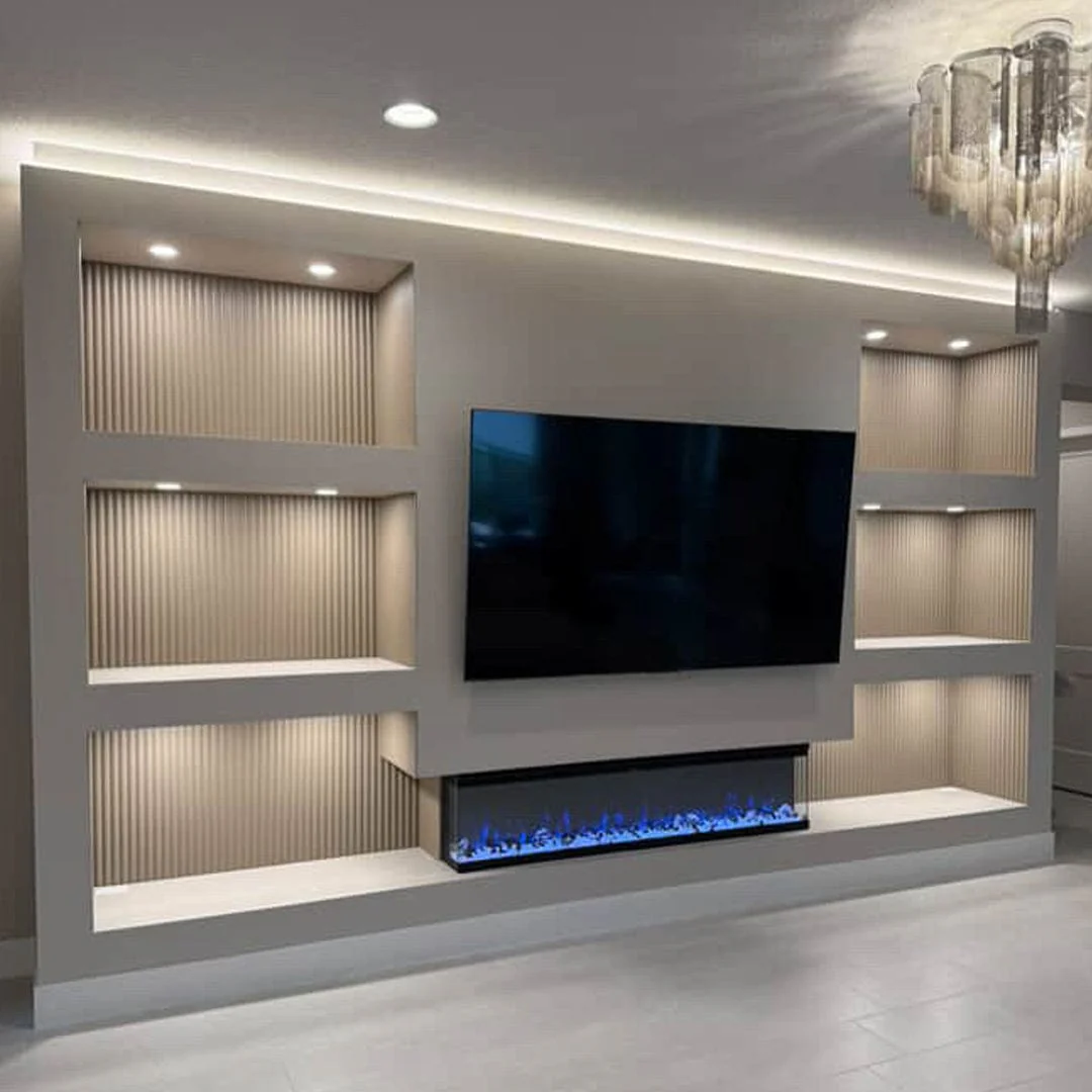 Sideline Infinity Pro 72 Inch 3 Sided Recessed Smart Electric Fireplace 80051