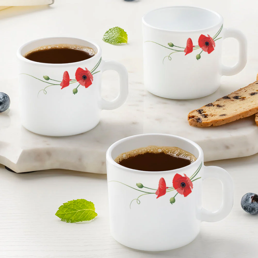 Red Carnation Mug Set, 6 x 180ml