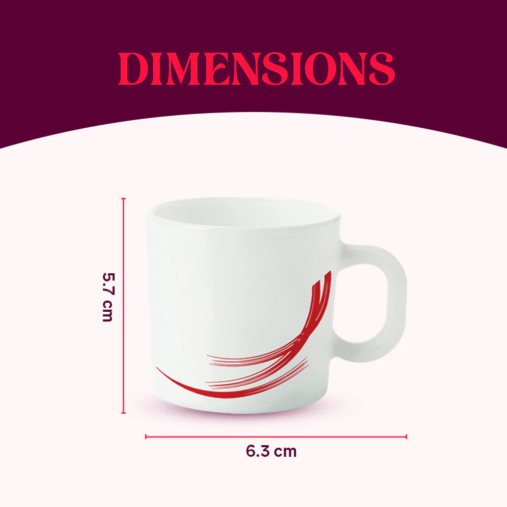 Larah by Borosil Red Stella Mug Set, 240ml x 2