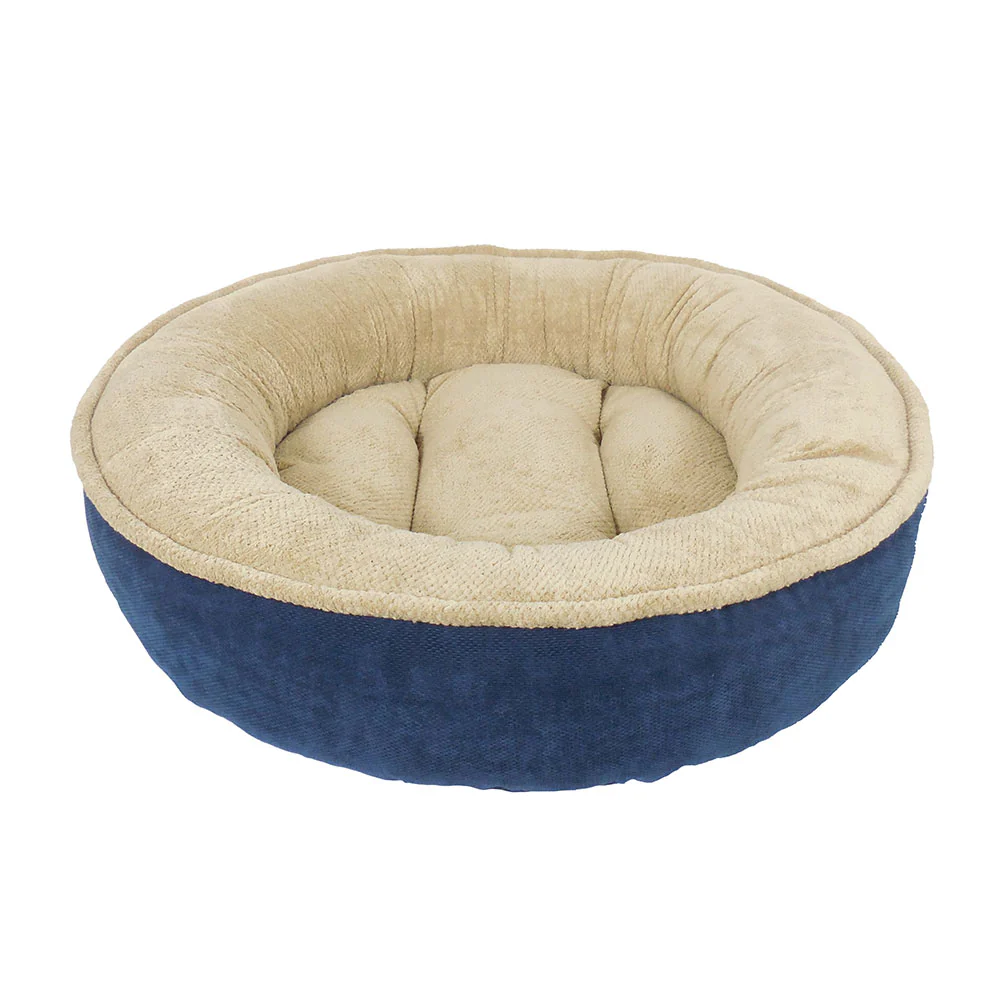 Rover Rest™ Maggie Donut Round Dog Bed Navy/Tan 35 X 35 X 10 Inch