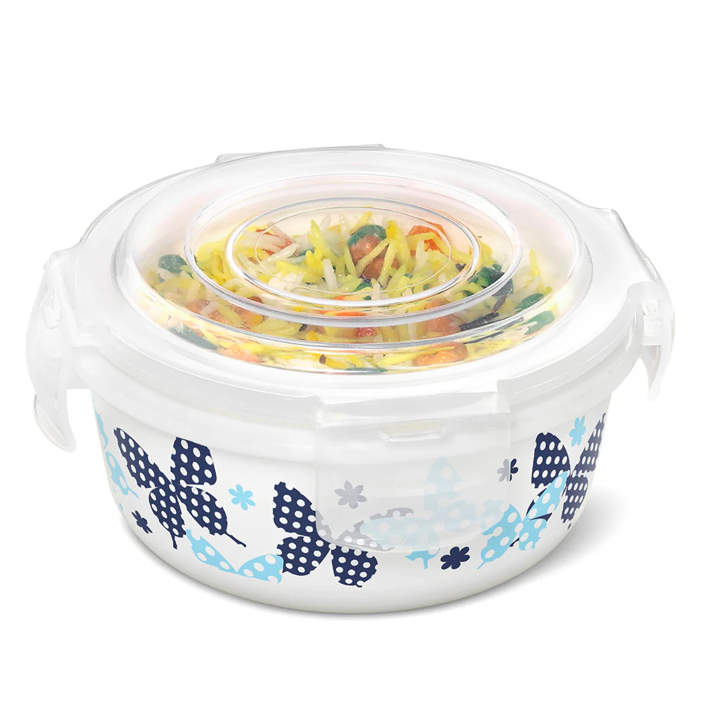 Larah Opalware, Veera Blue Klip N Store Round Container