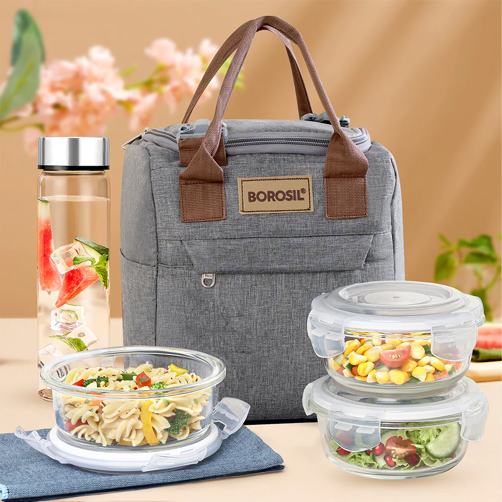 Borosil Pro Lunch Box Set, 400ml x 3 (+) 550ml x 1