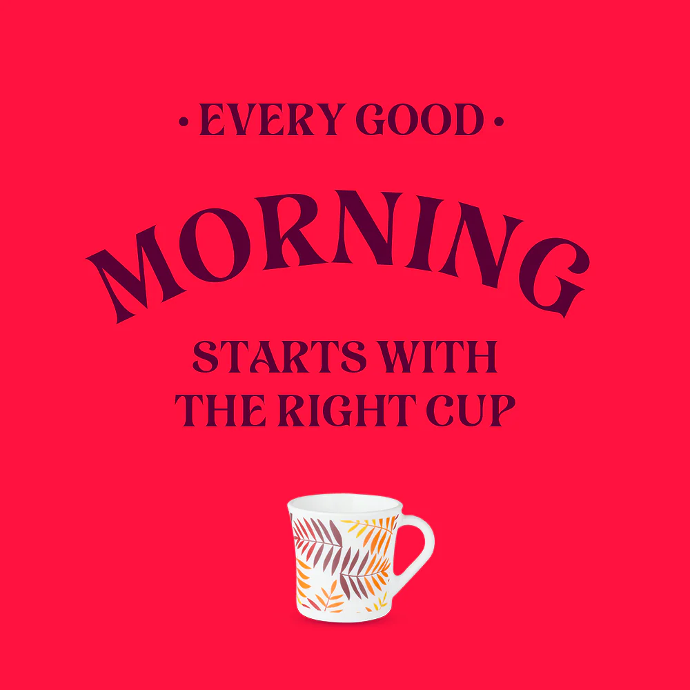 Larah by Borosil Crysta Costa Mug Set, 160ml x 6