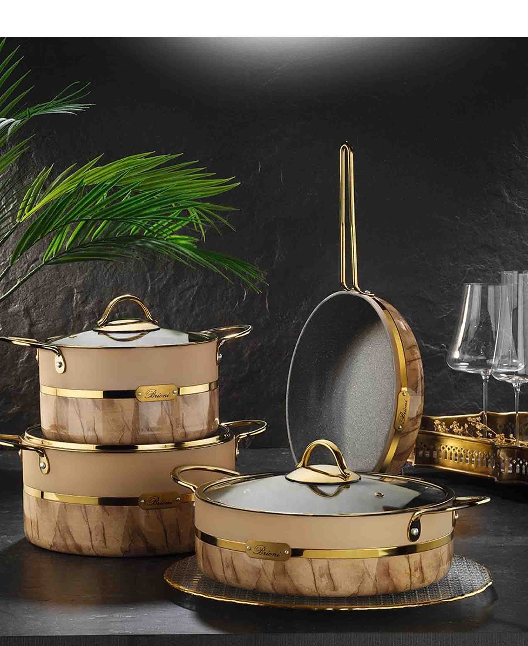 Brioni Selection 7 Piece Granite Cookware Set - Beige