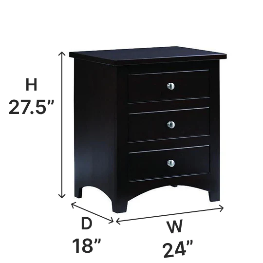 Amish Ellington Three Drawer Nightstand