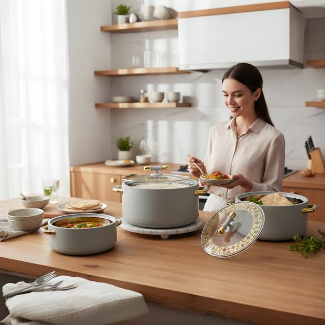 3 Piece Food Warmer Set Grey