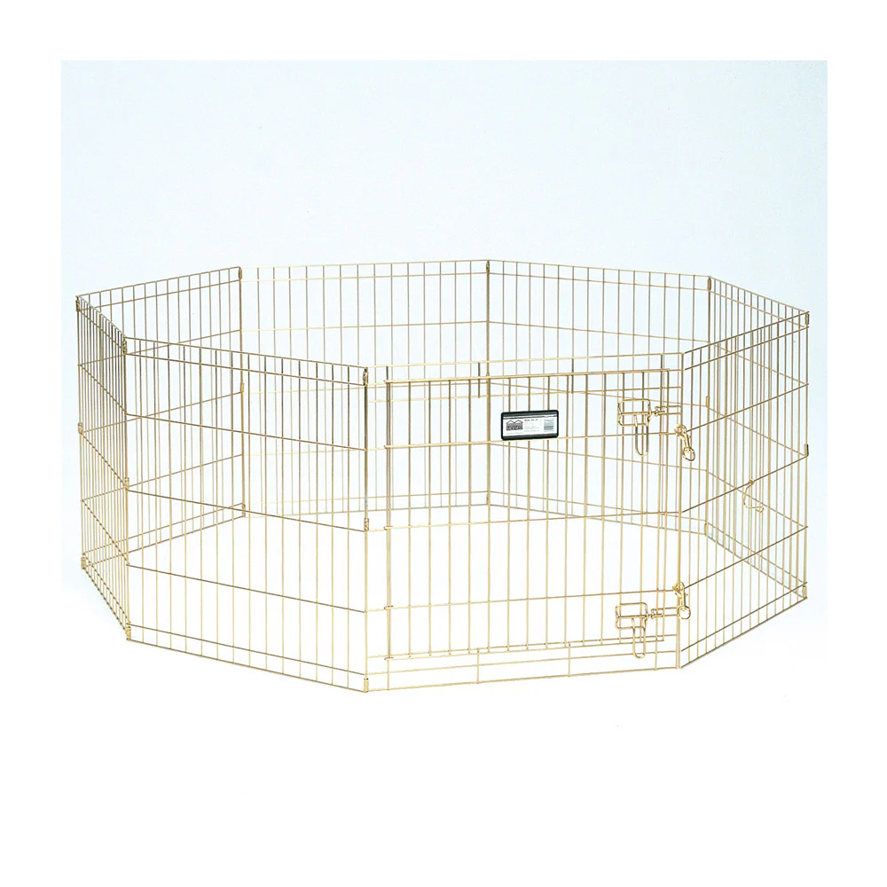 Mid West® Gold Zinc Exercise Pen with Door for Dog 24 Inch