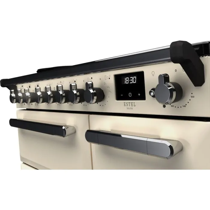 Rangemaster Estel Deluxe 90cm Induction Range Cooker | Pale Cream/Chrome | ESDL90EIPPCR/CM1