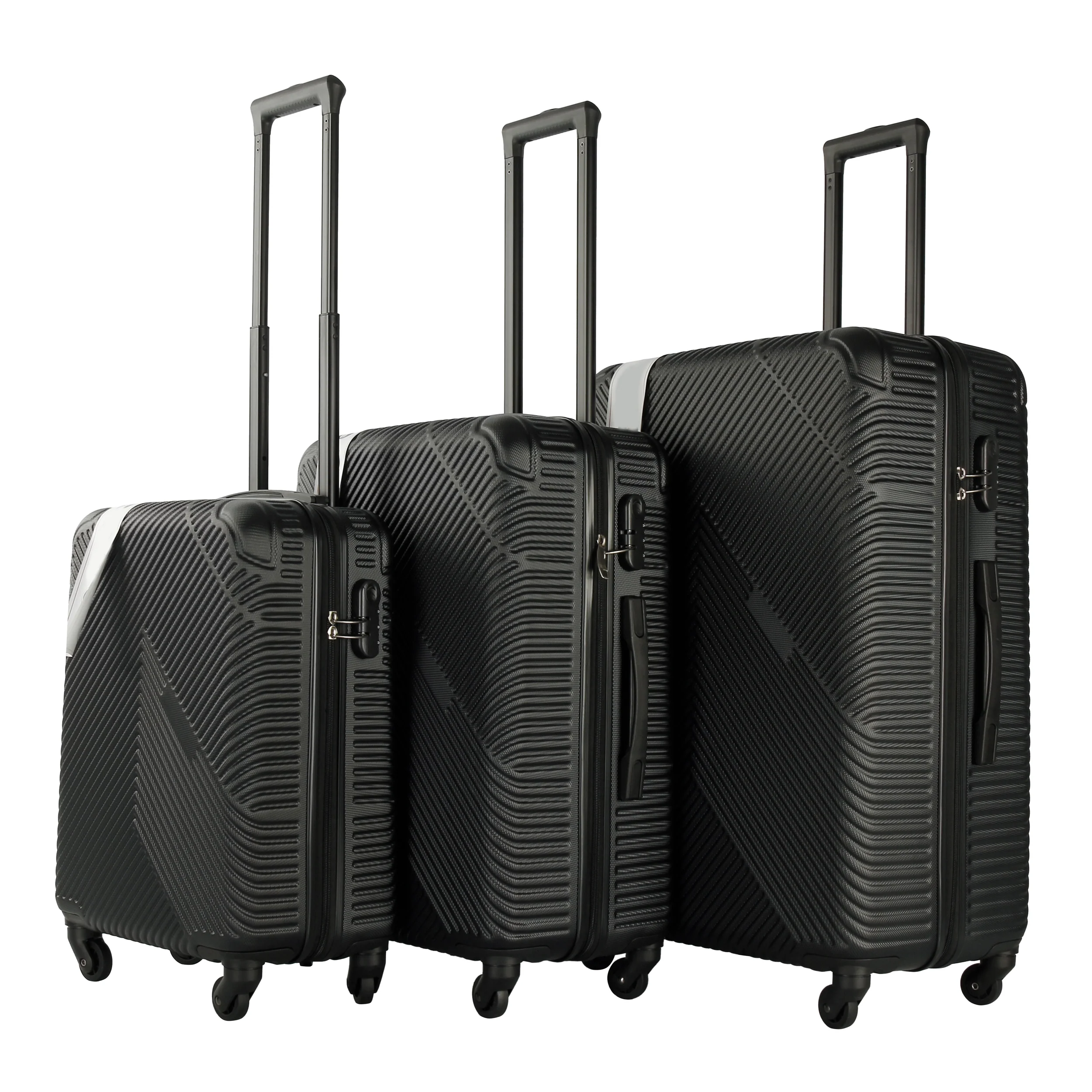 Neo Black 3 Piece Hard Shell Luggage Suitcase Set