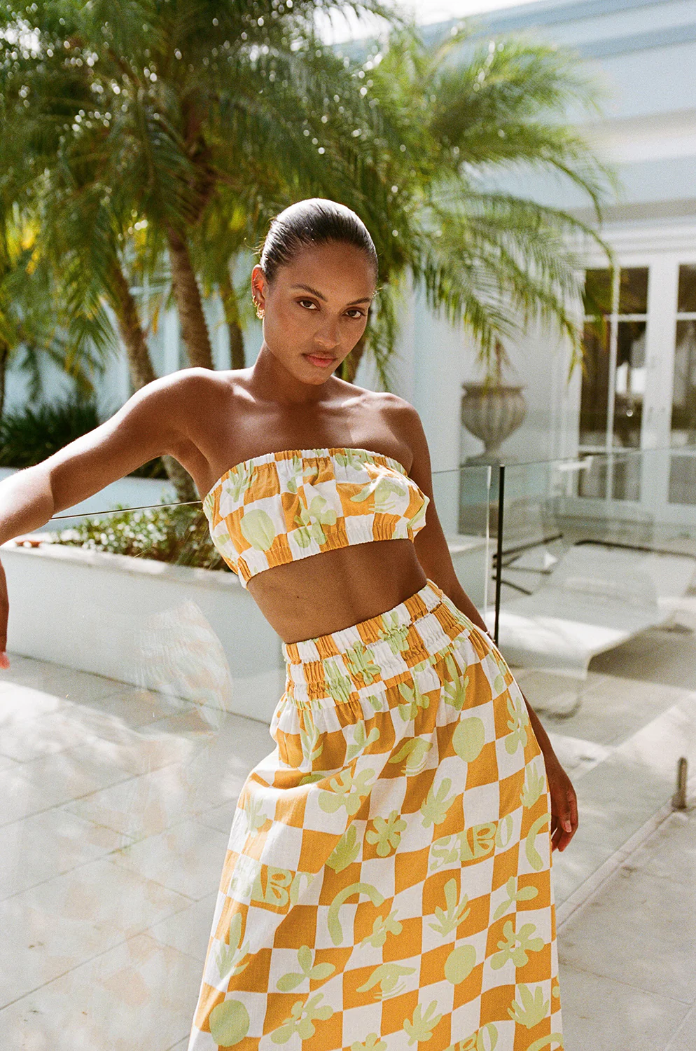 SAMPLE-Cooper Midi Skirt - Sabo Checkerboard