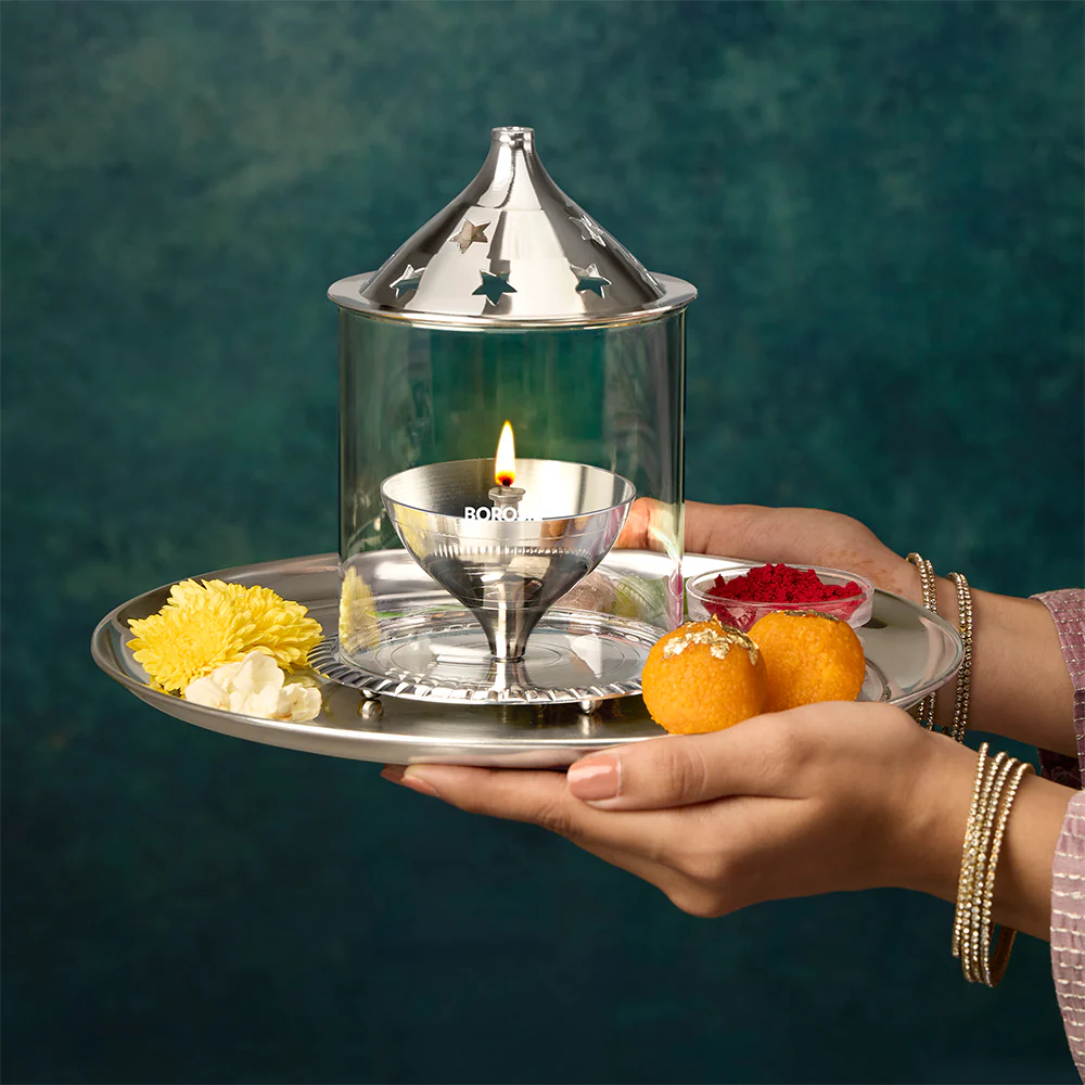 Borosil Akhand Diya, Nickel, Large