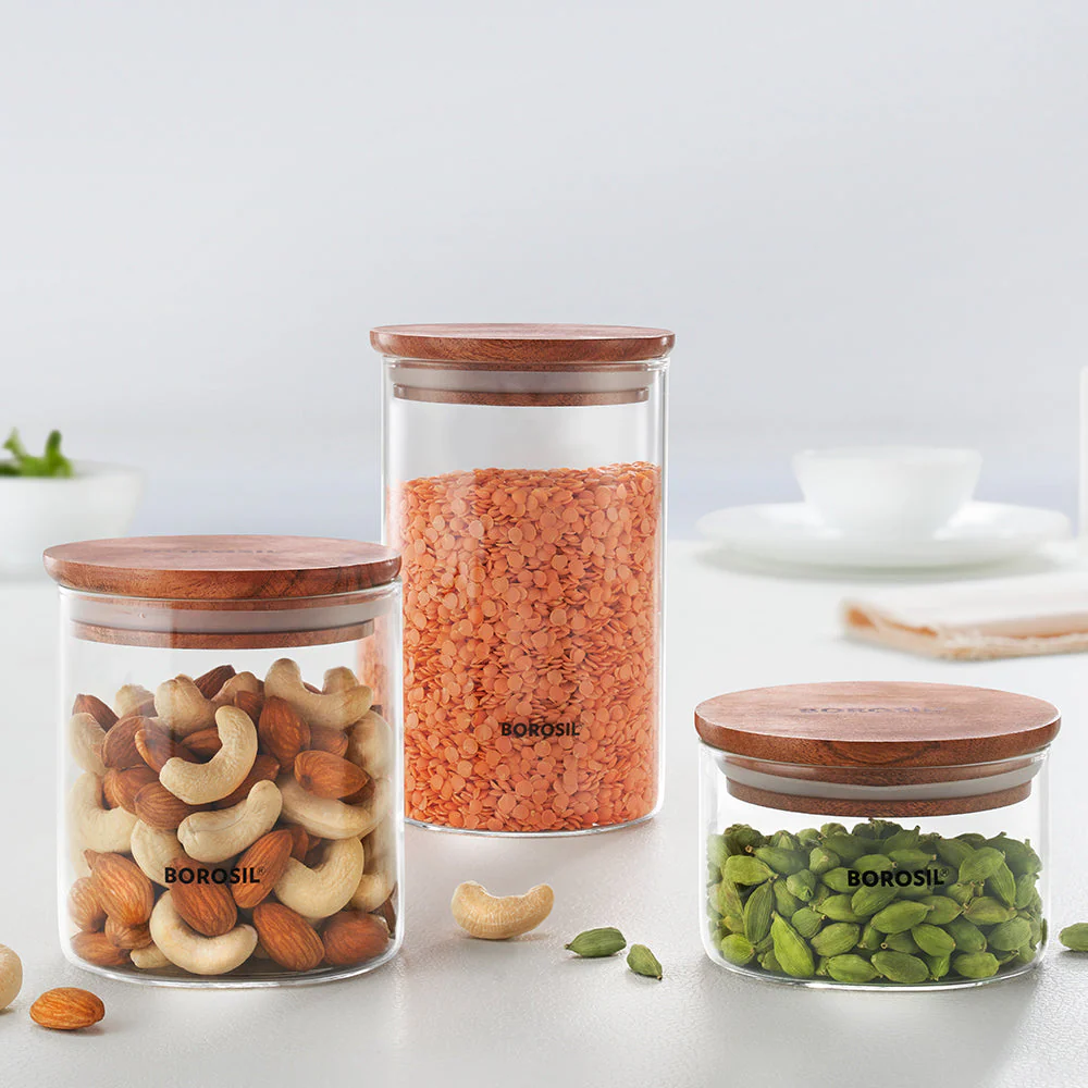 Classic Glass Jar Set with Wooden Lid