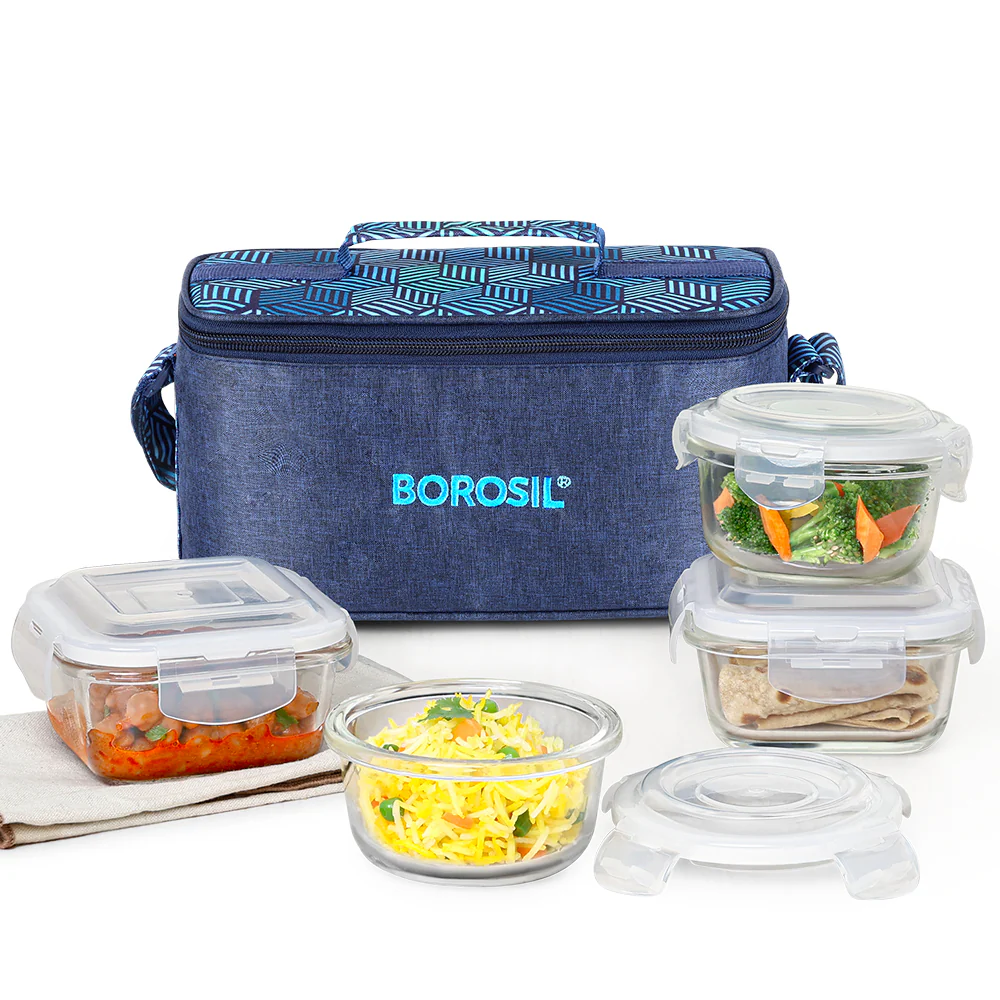 Borosil FoodLuck Lunch Bag, Universal, Set of 4