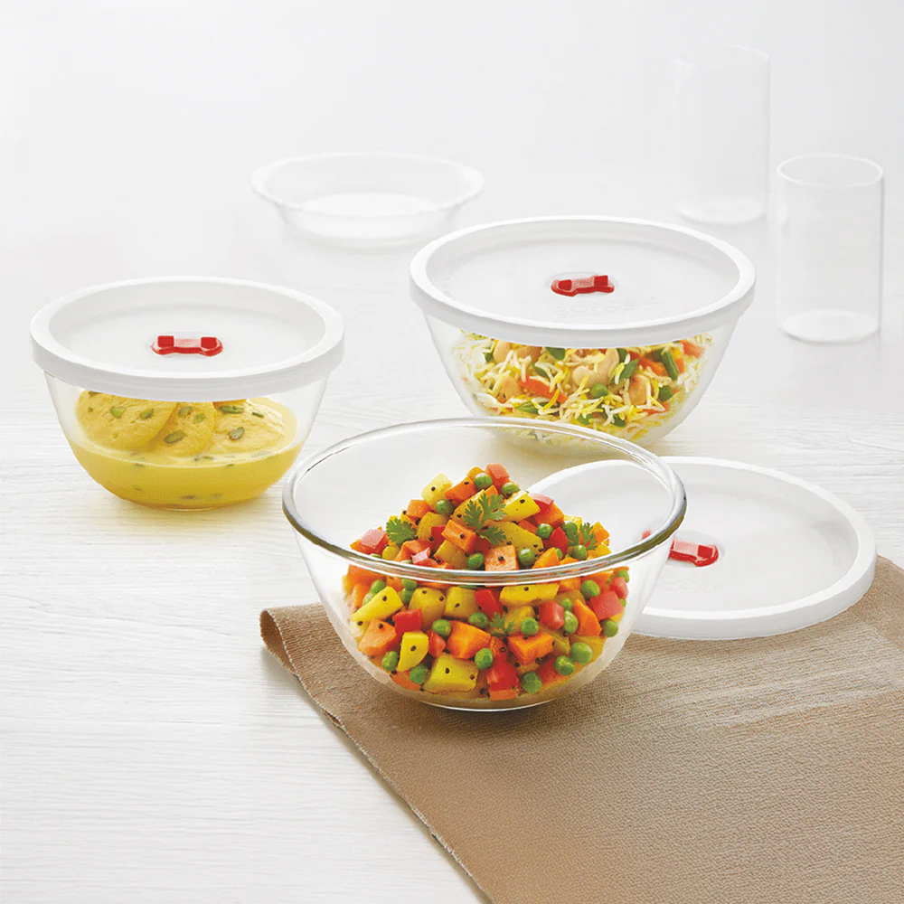 Borosil Tuff-Glass Everyday Mixing & Serving Bowl Set