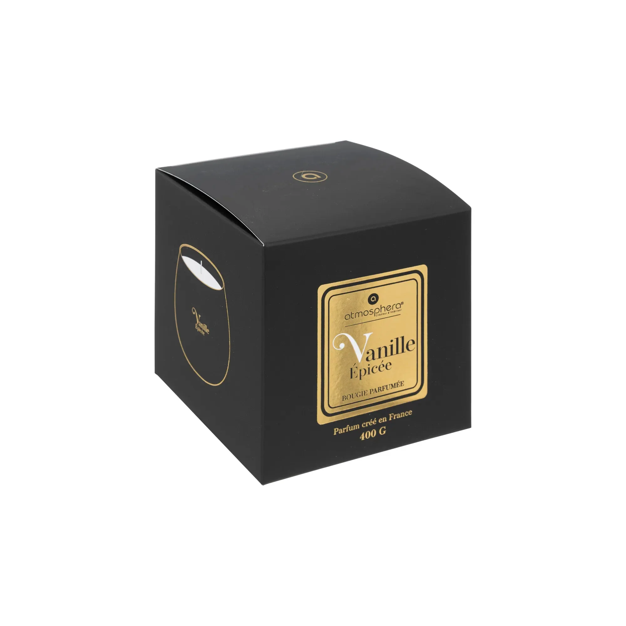 Atmosphera 400g Arlo Spicy Vanilla Scented Candle in Glass Black