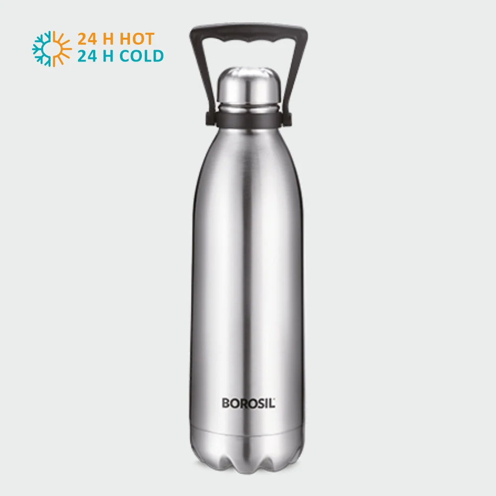 Borosil Bolt Double Wall Bottle (Large Sizes), 1.8L