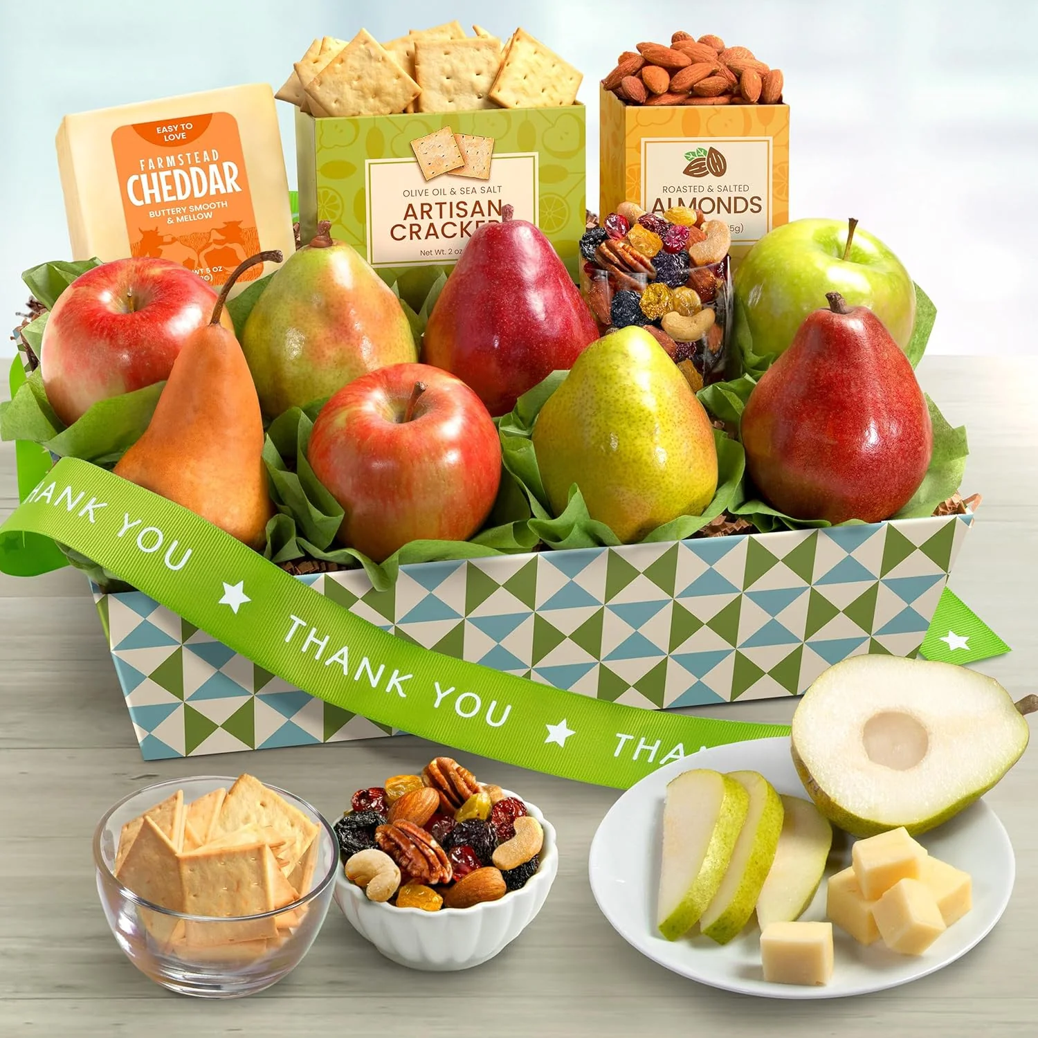Happy Holidays Fresh Fruit Basket with Cheese and Nuts