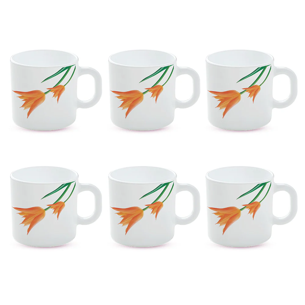 Larah by Borosil Firefly Mug Set, 180ml x 6