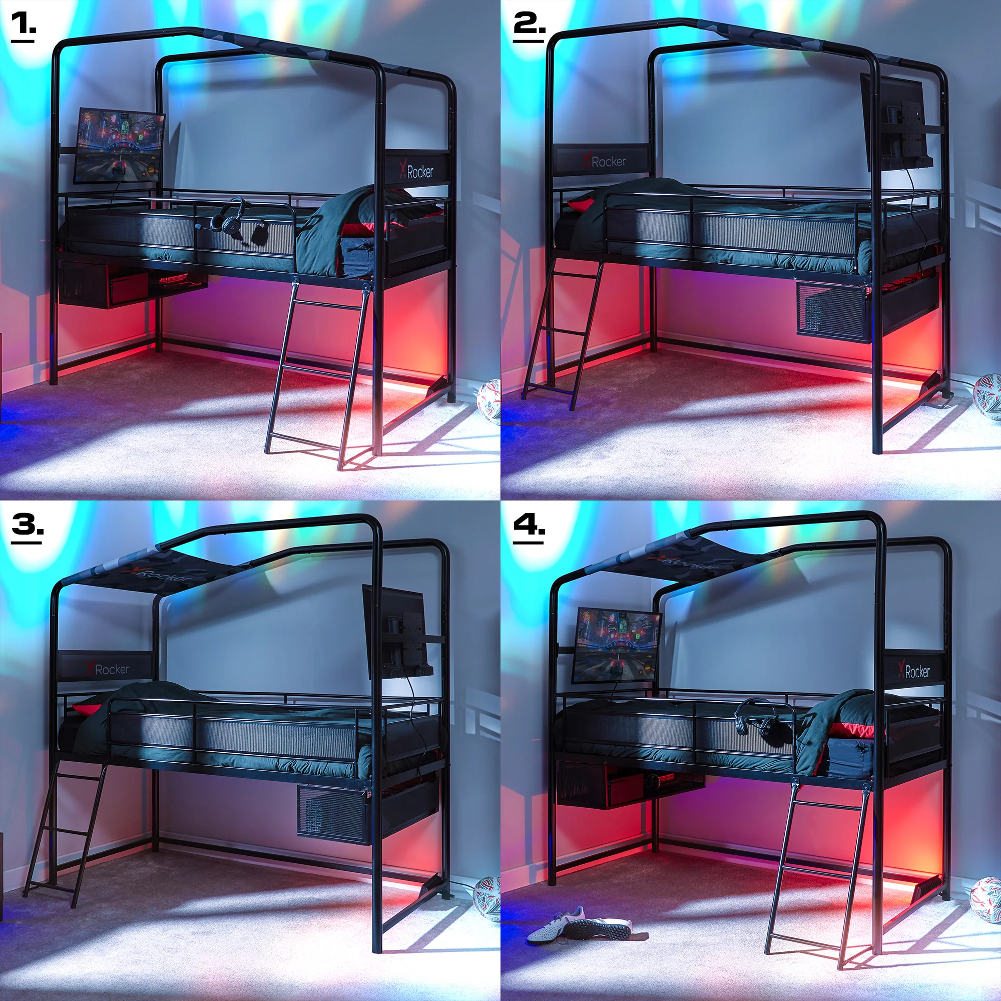 Contra Mid Sleeper Bunk TV Gaming Bed - Black