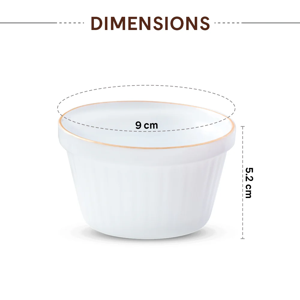 Larah by Borosil Goldline Ice Cream Bowl Set, 6 pc