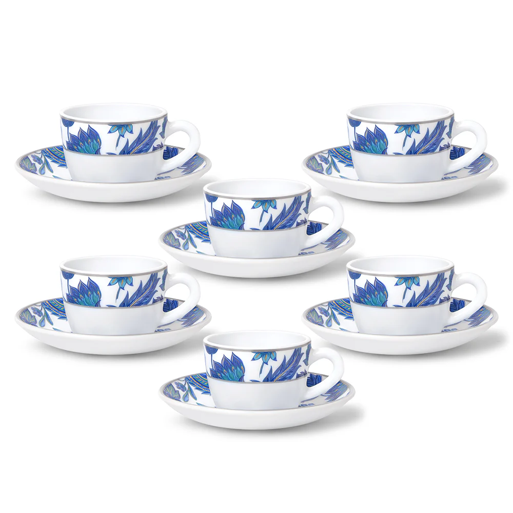 Larah By Borosil New Iris Cup n Saucer Set, 140ml x 12
