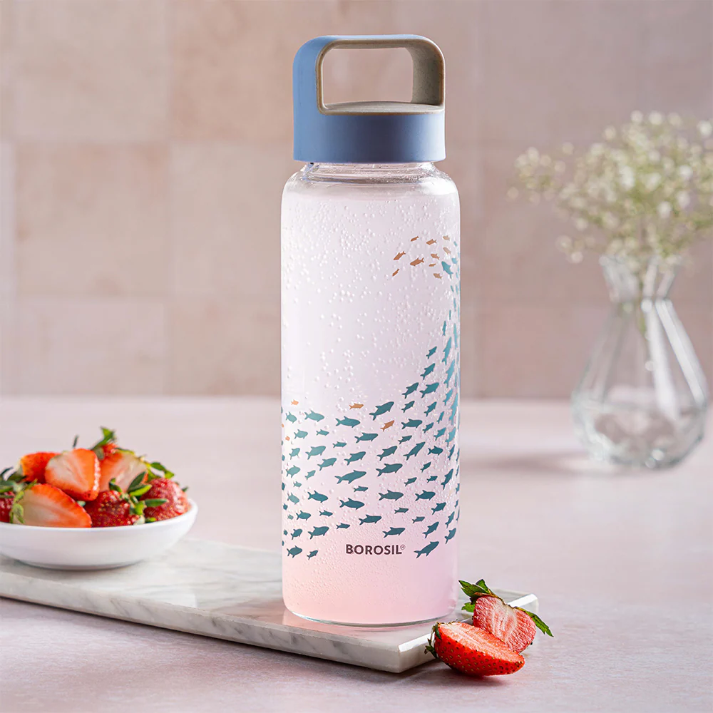 Marina Wide Mouth Printed Glass Bottle