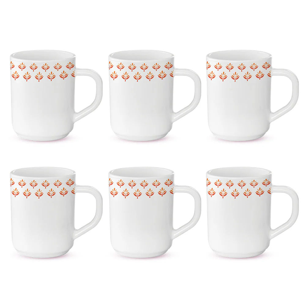 Larah by Borosil Gardenia Mug Set, 240ml x 2