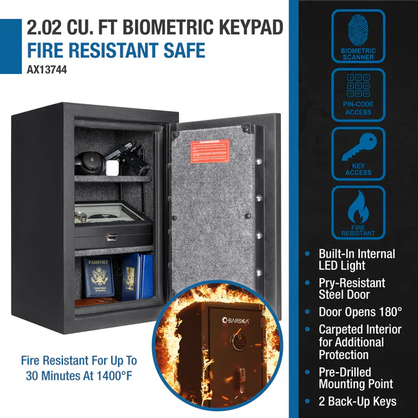 Barska AX13744 Biometric Keypad Fire Resistant Safe