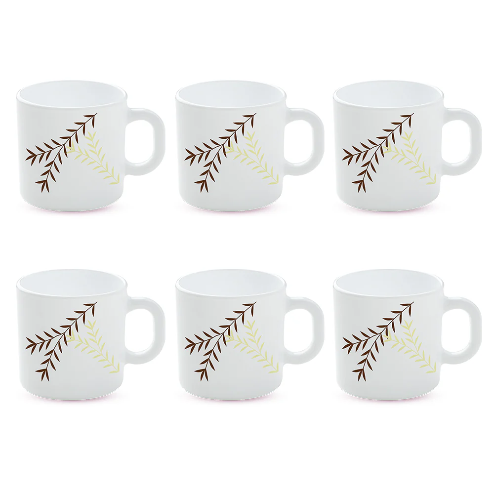 Larah by Borosil Oak Mug Set, 180ml x 6