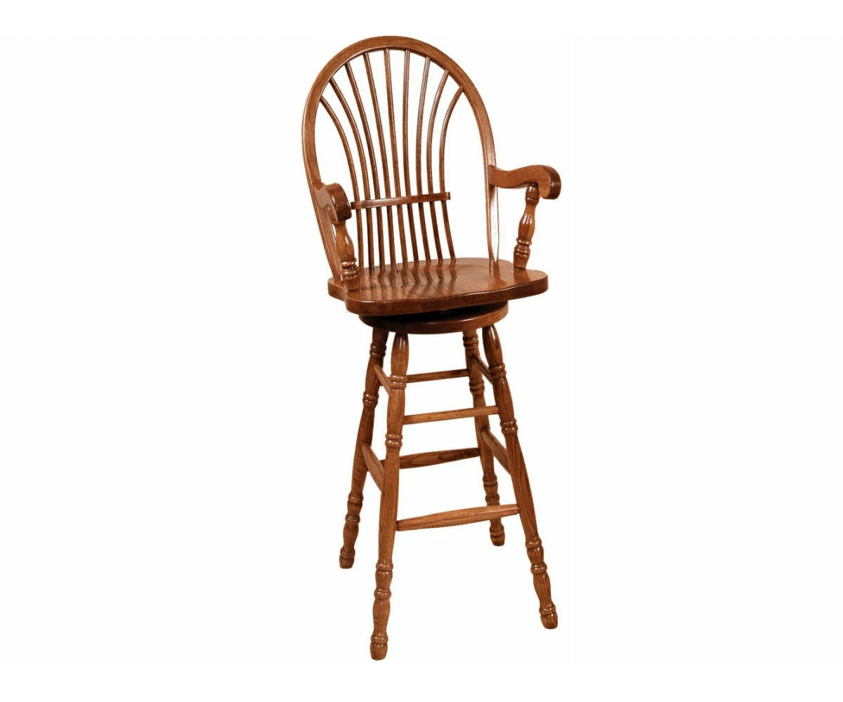 Amish Bow Sheaf Swivel Bar Chair