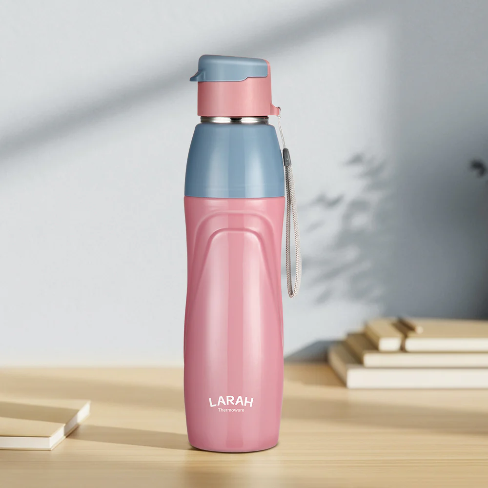 Larah Drift Round PU Thermoware Bottle, 650 ml, Pink