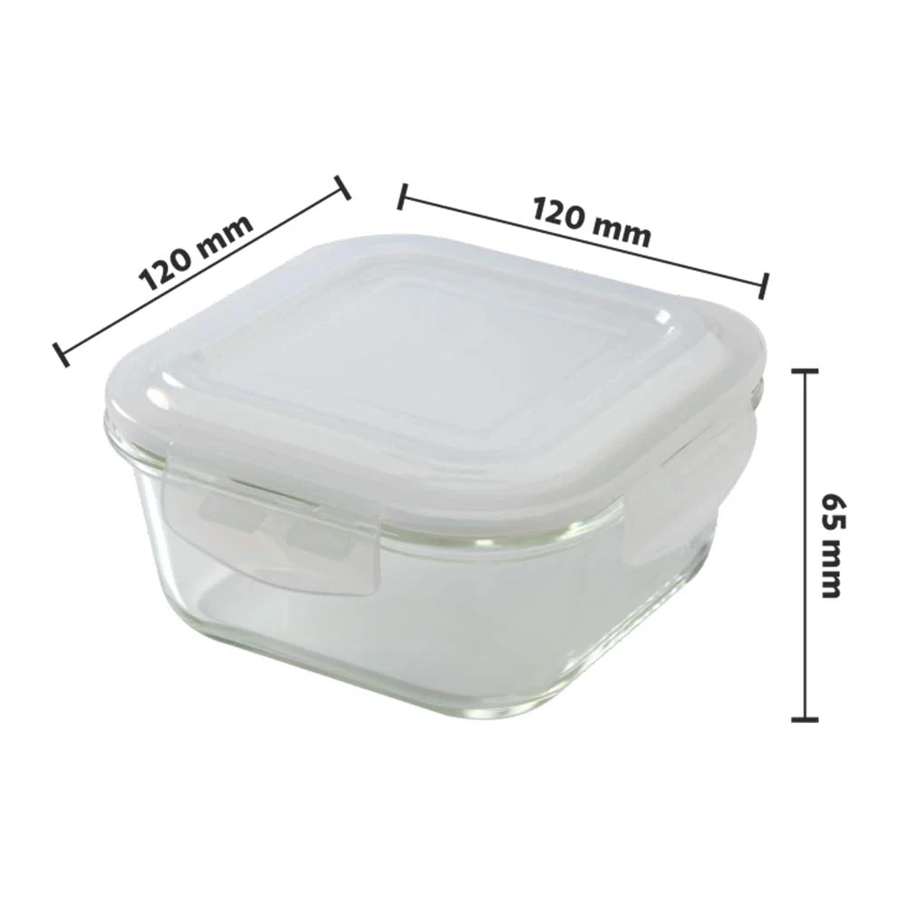 Borosil Indigo Glass Lunchbox, Square x 2 (Flat Bag), 320ml x 2