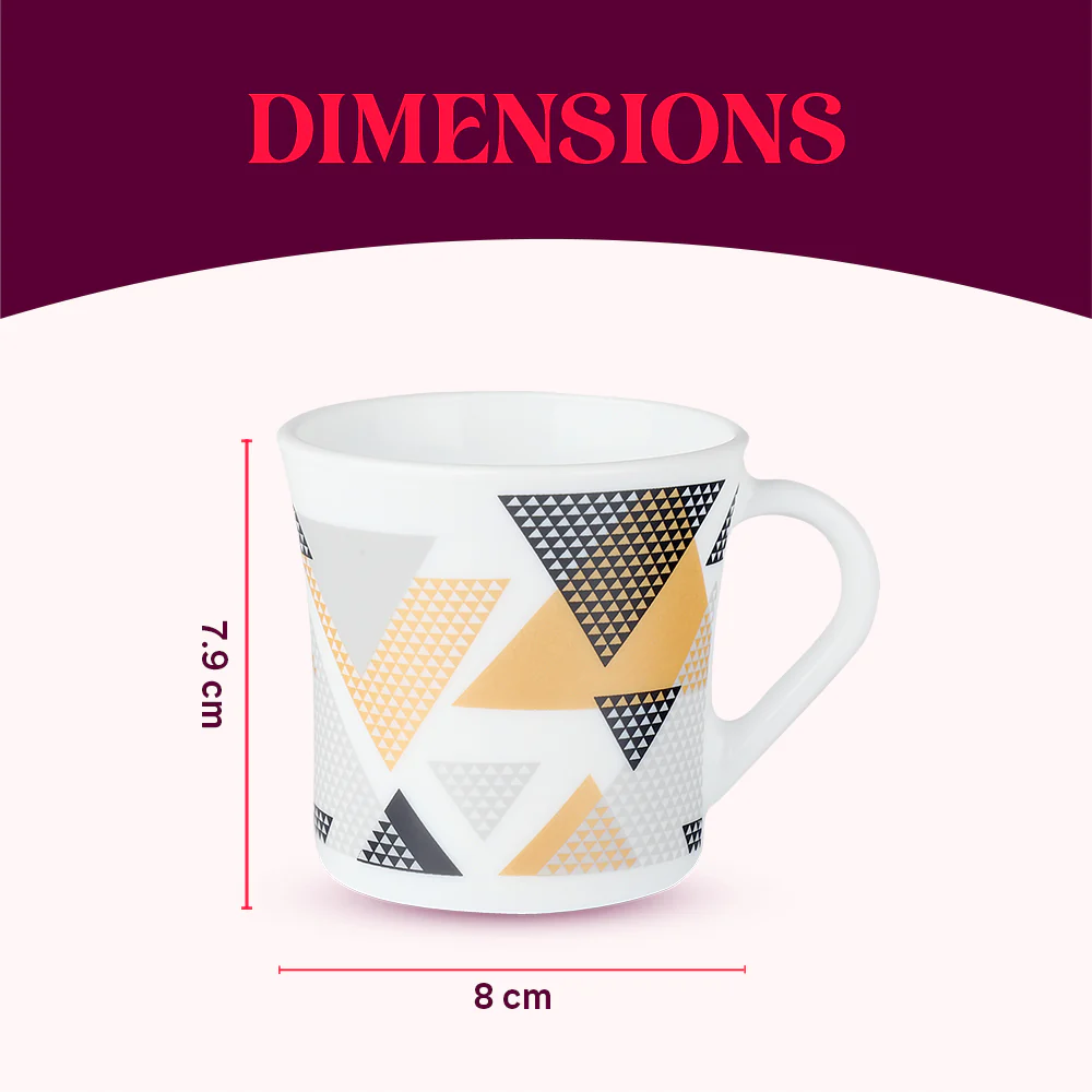 Larah by Borosil Crysta Nivaah Mug Set, 210ml x 6