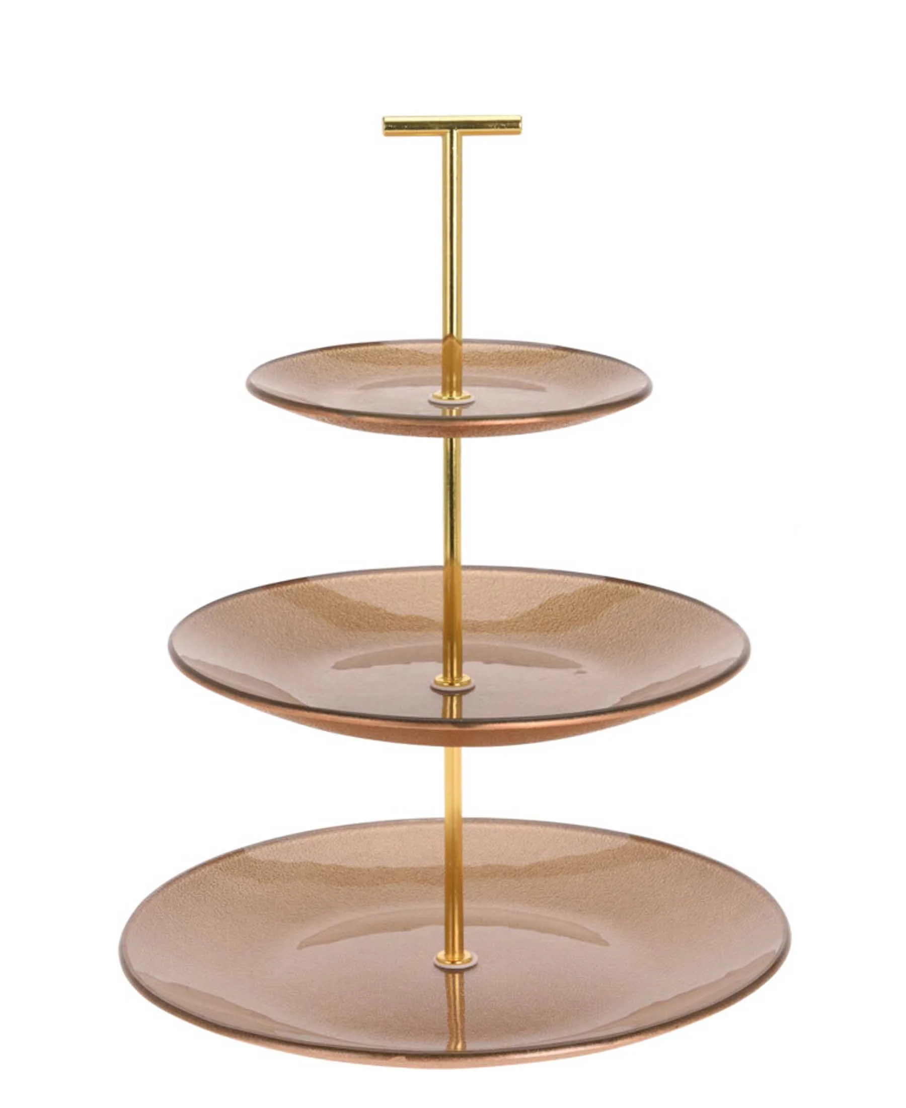 Excellent Houseware 3 Tier Footed Glass Stand - Gold
