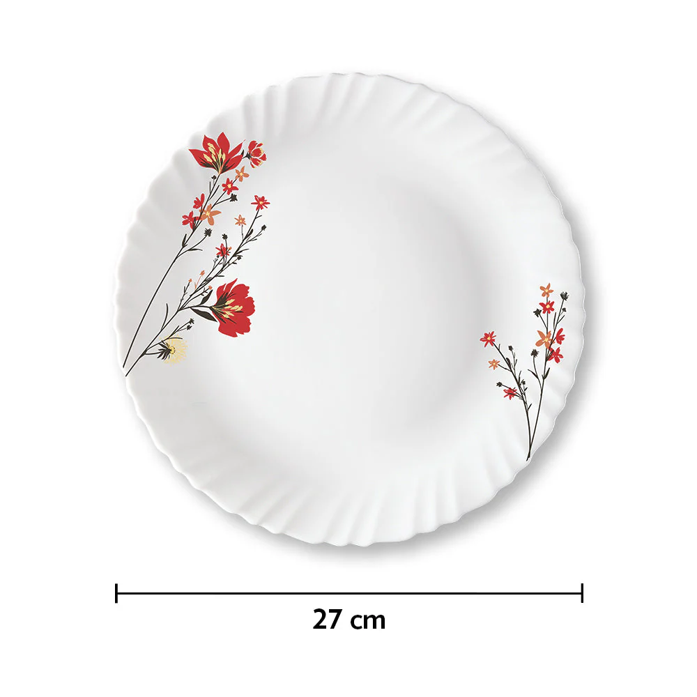 Larah by Borosil Chrys Red Full Plate Set, 6 pc