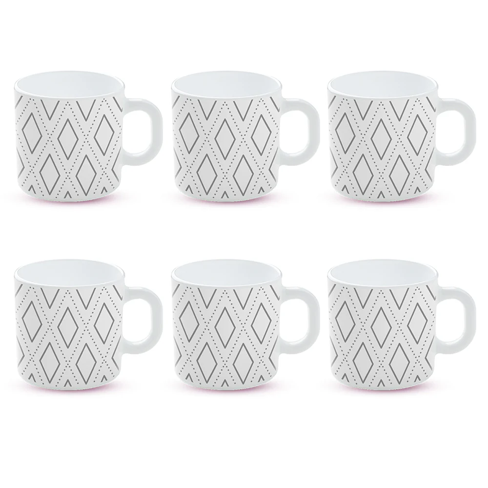 Larah by Borosil Angel Grey Mug Set, 180ml x 6