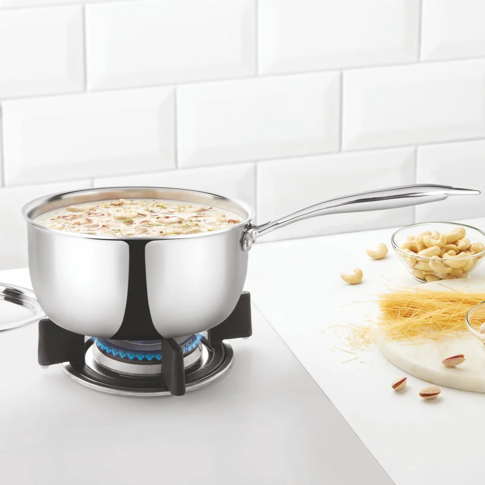 Borosil Cookfresh Triply Saucepan (Steel Handle), 1.6L