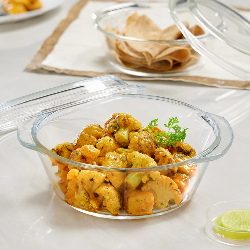 Borosil Round Casserole w Lid, 1L