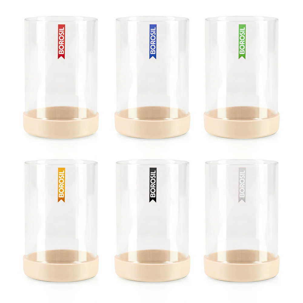 Borosil Vision Glass Set of 6, 295 ml, Sand