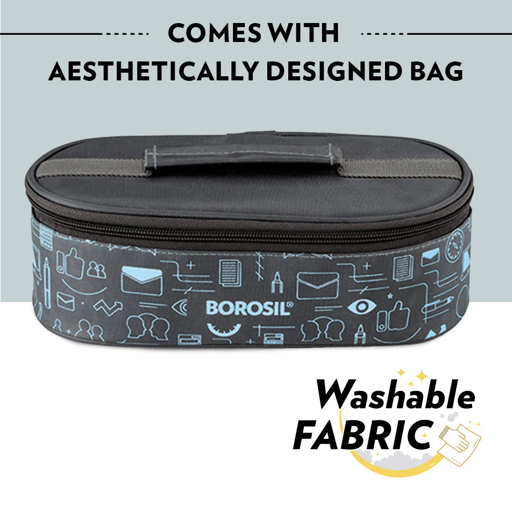 Borosil Carryfresh Lunchbox, Set of 2, Flat (Medium), 280ml