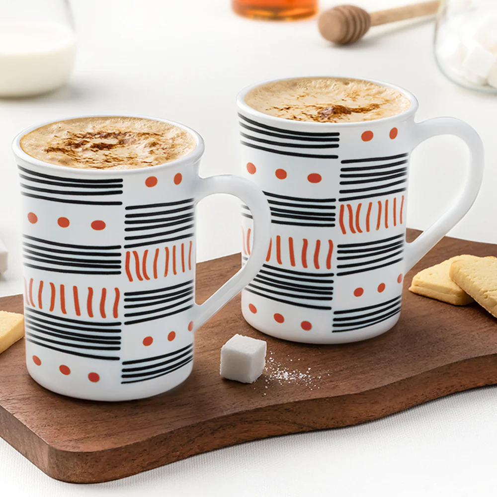 Larah by Borosil Doodle Mug Set, 350ml x 2