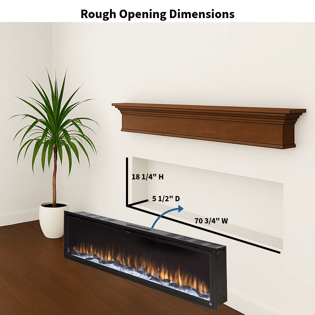 Sideline Elite 72 Inch Recessed Smart Electric Fireplace 80038