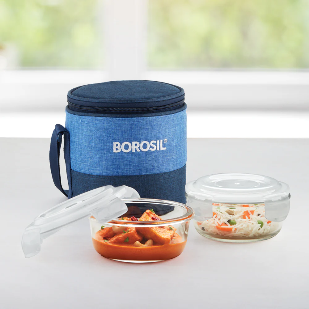 Borosil Prime Lunch Bag, Round x 2 (Tall)