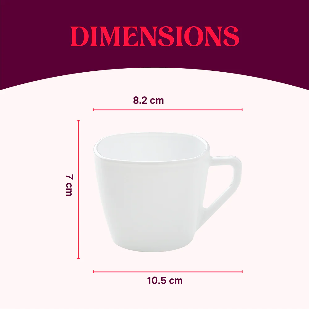 Larah By Borosil Viola Pink Cup Set, 220ml x 6