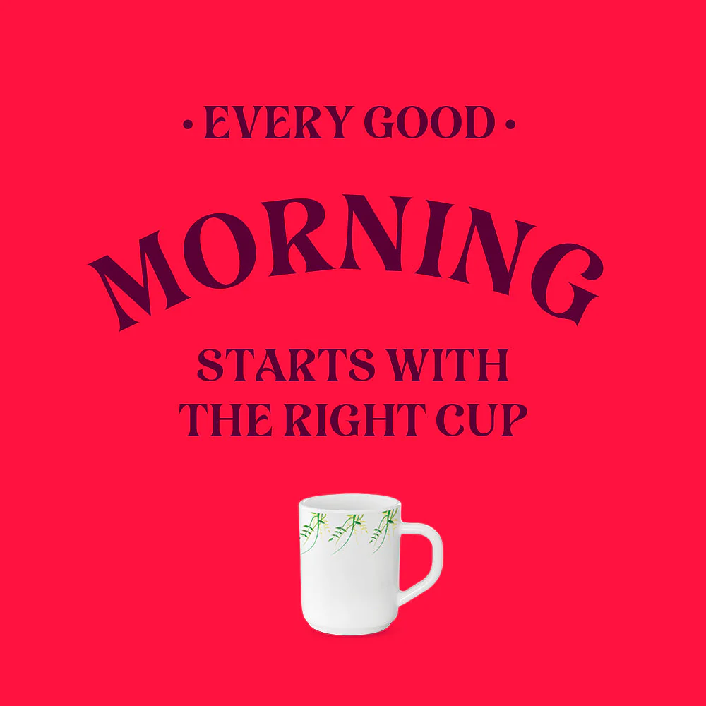 Larah by Borosil Green Herbs Mug Set, 240ml x 2