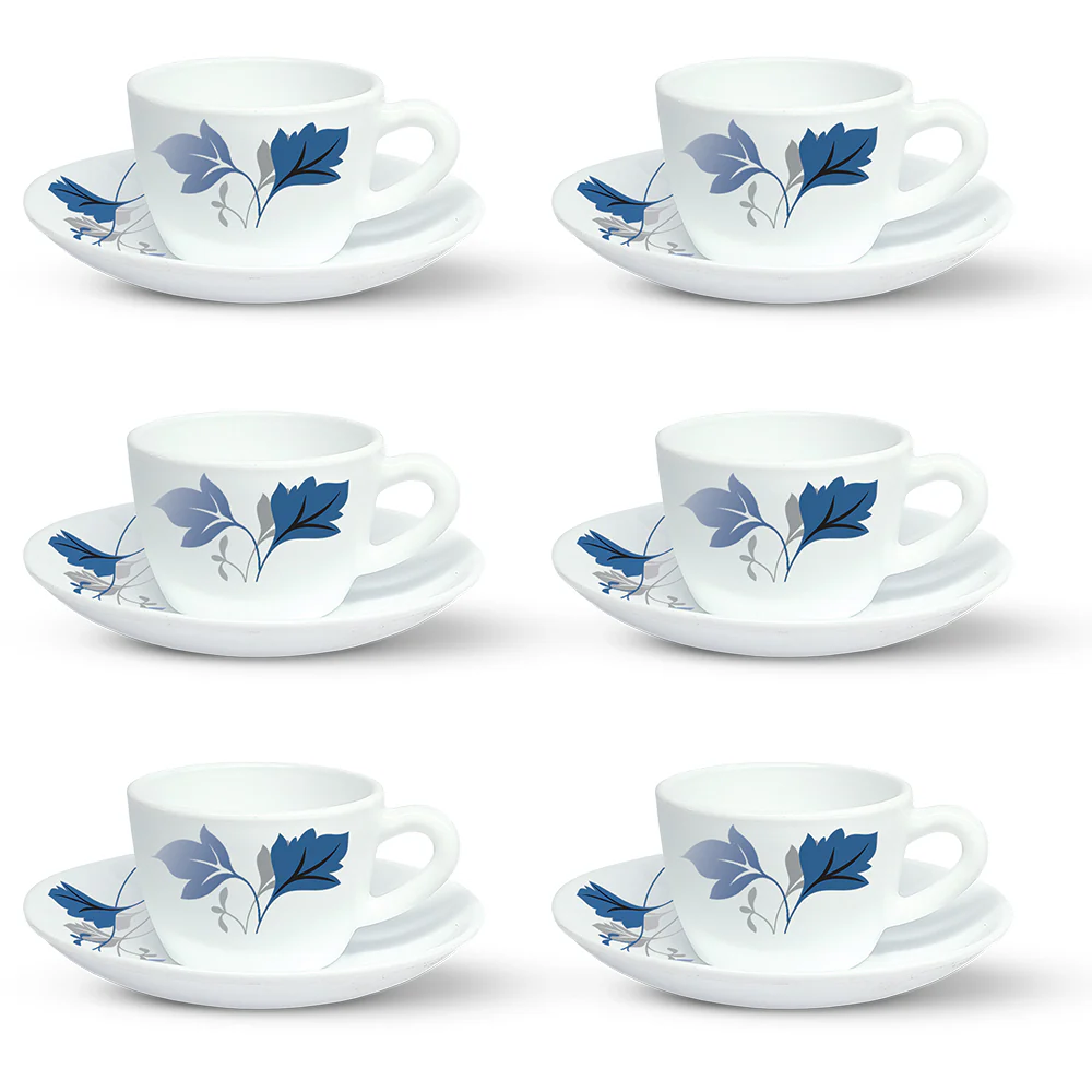 Larah by Borosil Ageria Cup n Saucer Set, 140ml x 12