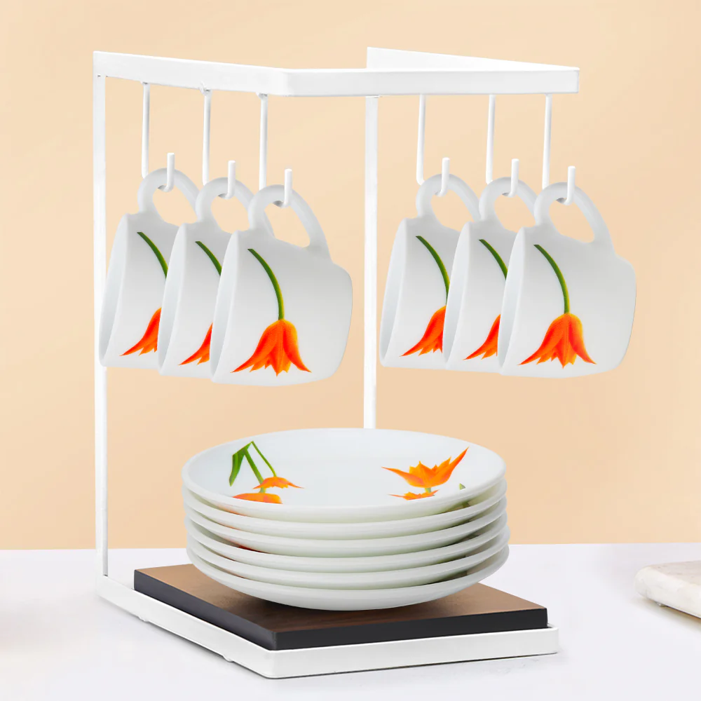 Larah by Borosil Firefly Cup n Saucer Set, 90ml x 12