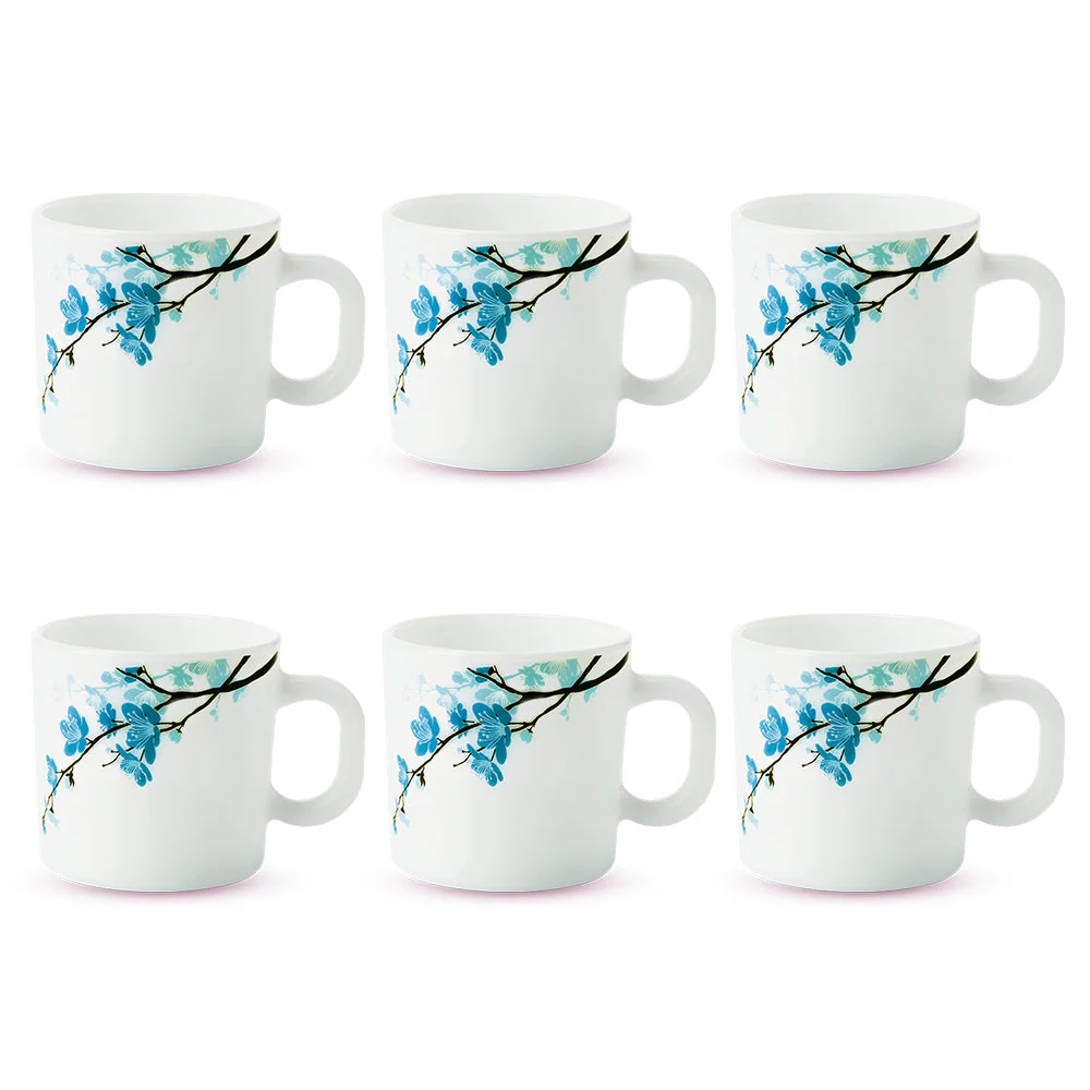 Larah by Borosil Mimosa Mug Set, 180ml x 6